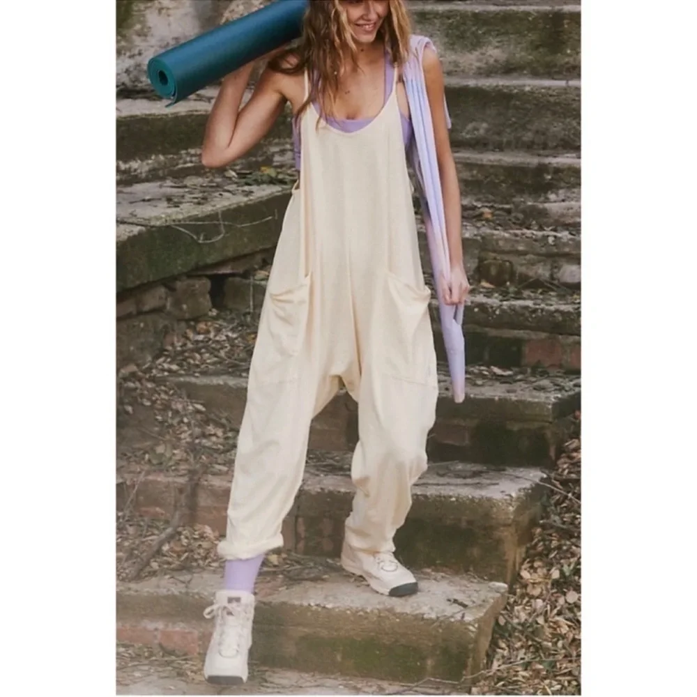 NWT Free People Hot Shot Onesie Jumpsuit in Banana Butter Yellow Large